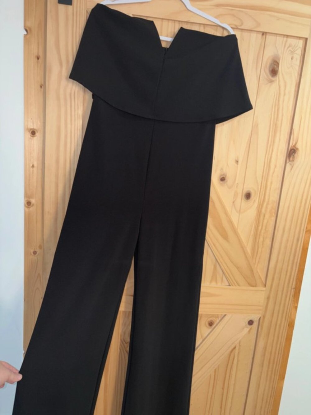 Lulus black womens strapless jumpsuit